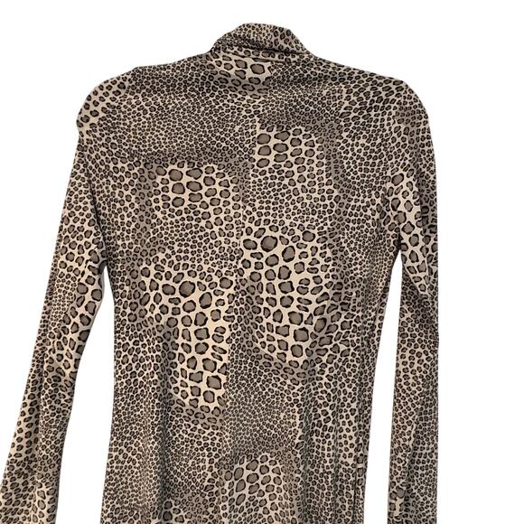 Norma Kamali Wrap Style Dress Size Medium Leopard Print Long Sleeve Knee Length - Picture 8 of 8